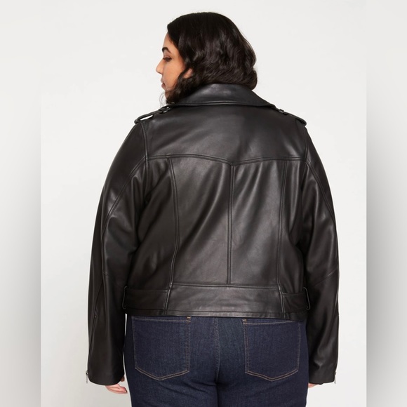 Universal Standard Leeron Leather Moto Jacket xs 10-12 - Picture 5 of 10